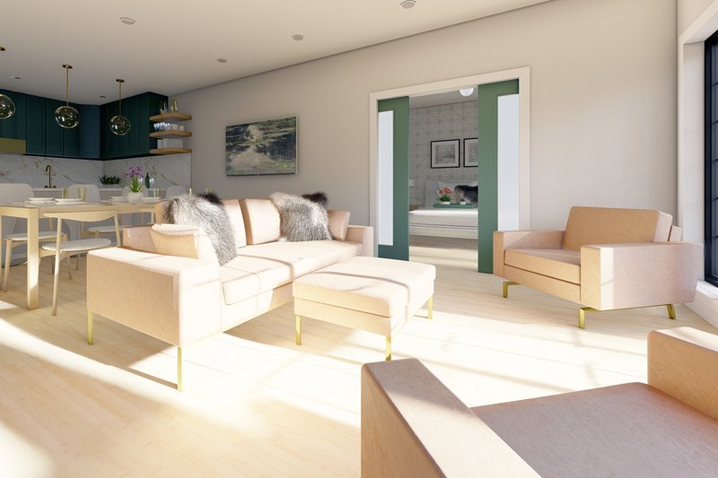 House Blueprint - Interior - Family Room for Farmhouse House Plan #126-176 - 1 bed, 1.5 bath