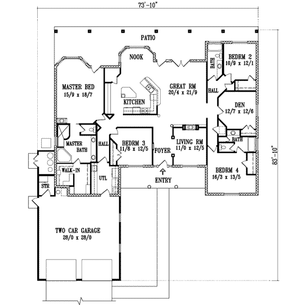 Adobe / Southwestern Floor Plan - Main Floor Plan #1-1157
