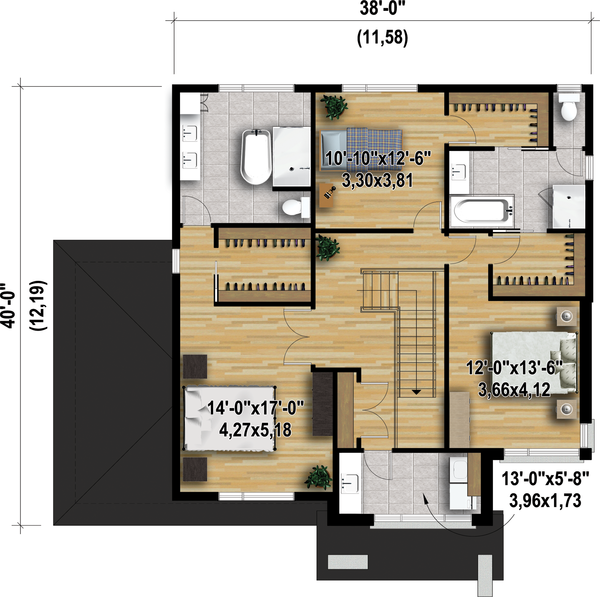 Contemporary Floor Plan - Upper Floor Plan #25-4481