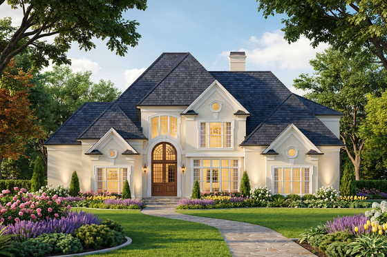 Exterior - Front Elevation 4 for European House Plan #119-294 - 4 bed, 3.5 bath