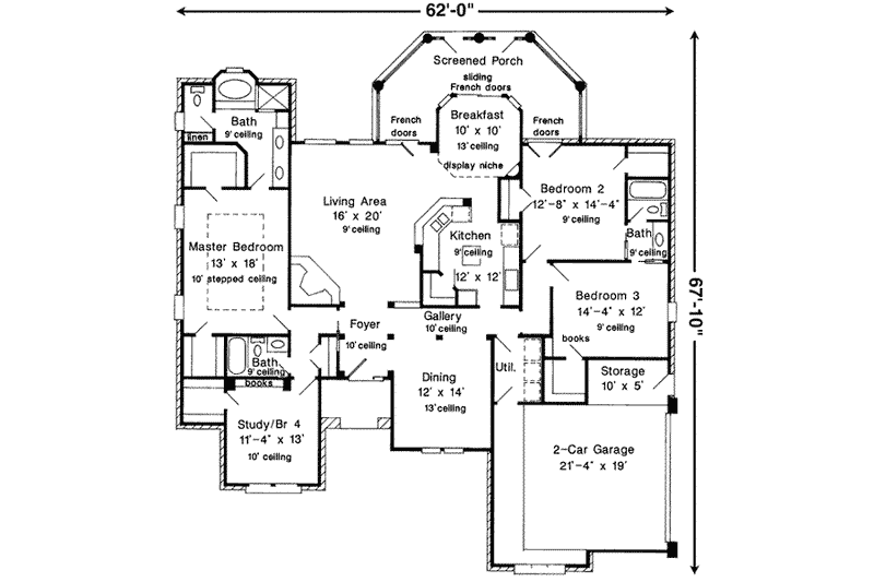 Architectural House Design - Floor Plan - Main Floor for European House Plan #410-124 - 3 bed, 3 bath