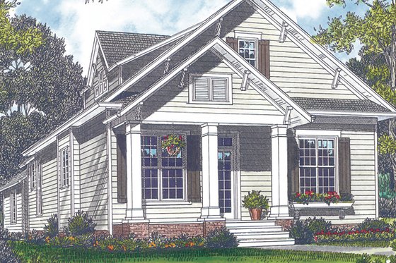 Exterior - Front Elevation for Cottage House Plan #453-76 - 3 bed, 2.5 bath