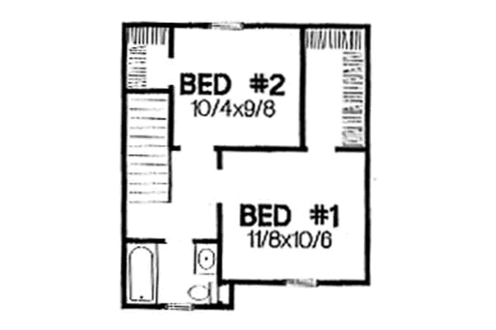 Floor Plan - Upper Floor for Country House Plan #50-236 - 2 bed, 1 bath