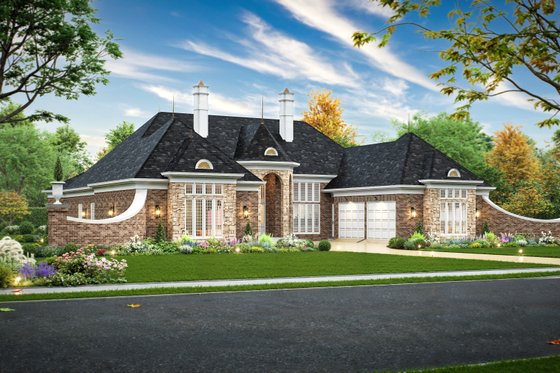 Exterior - Front Elevation 4 for European House Plan #119-356 - 3 bed, 3 bath