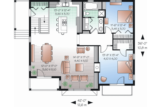 Floor Plan - Main Floor for Country House Plan #23-2269 - 4 bed, 2 bath