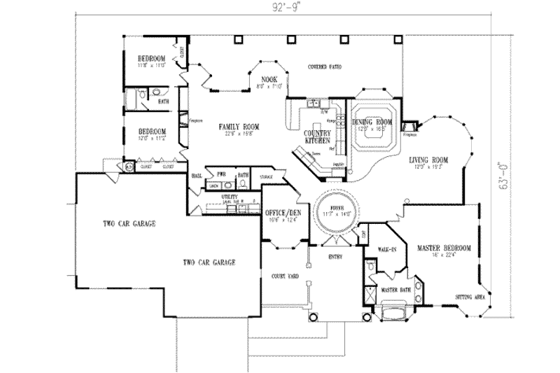 Dream House Plan - Floor Plan - Main Floor for Adobe / Southwestern House Plan #1-715 - 3 bed, 3 bath