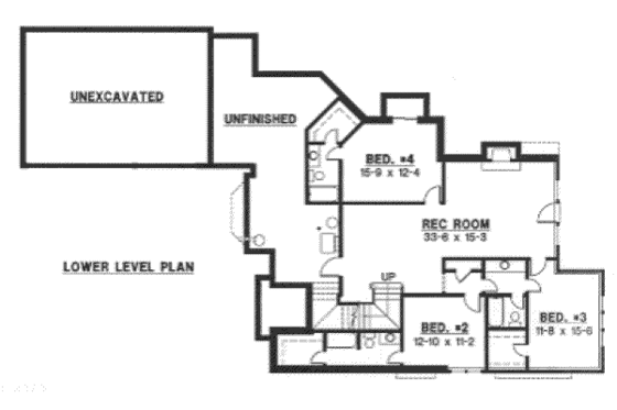 Floor Plan - Lower Floor House Plan #67-743 - 3 bed, 4.5 bath