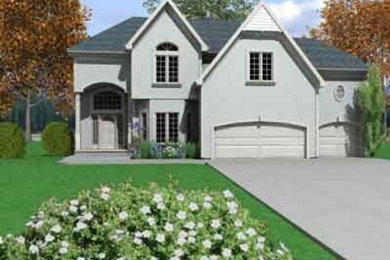 Exterior - Front Elevation for European House Plan #6-213 - 4 bed, 3.5 bath