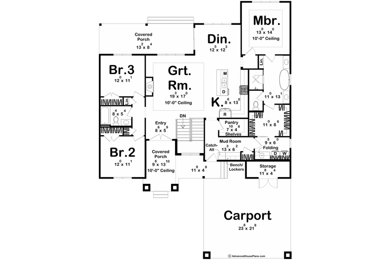 House Blueprint - Floor Plan - Main Floor for Modern House Plan #455-507 - 3 bed, 2 bath