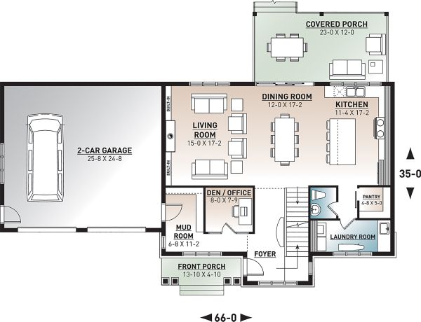 House Blueprint - Craftsman Floor Plan - Main Floor Plan #23-2724
