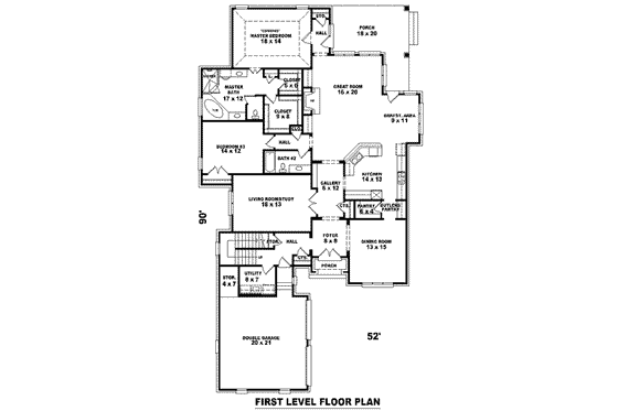 Floor Plan - Main Floor for European House Plan #81-1276 - 3 bed, 3 bath