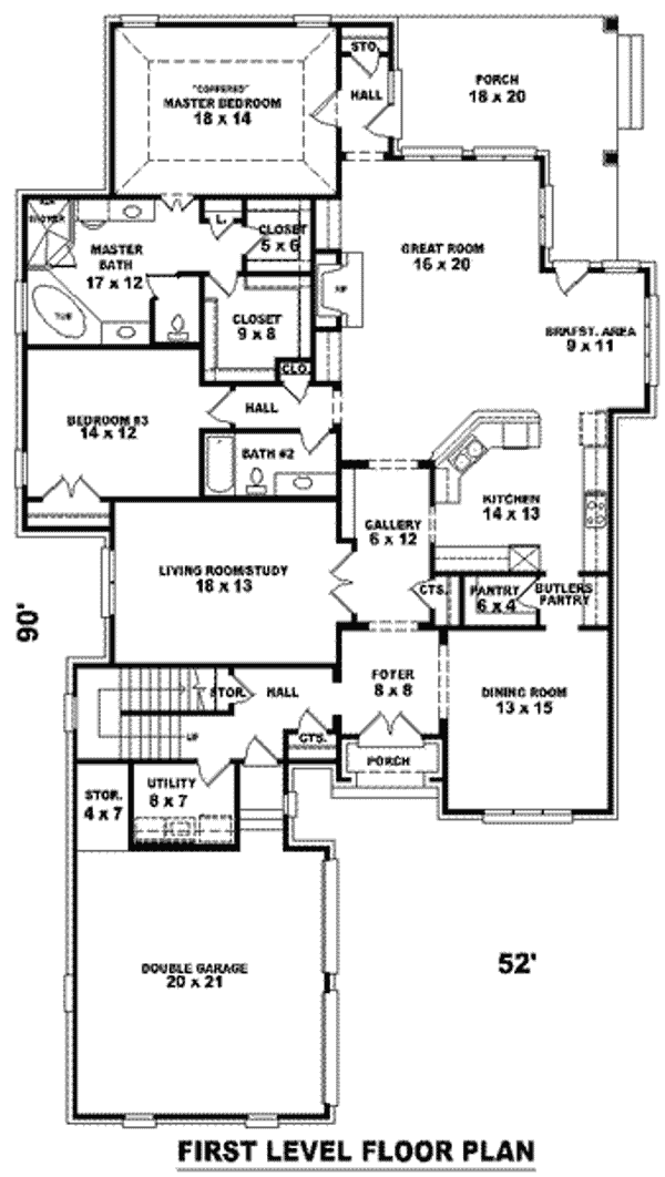 Floor Plan - Main Floor for European House Plan #81-1276 - 3 bed, 3 bath
