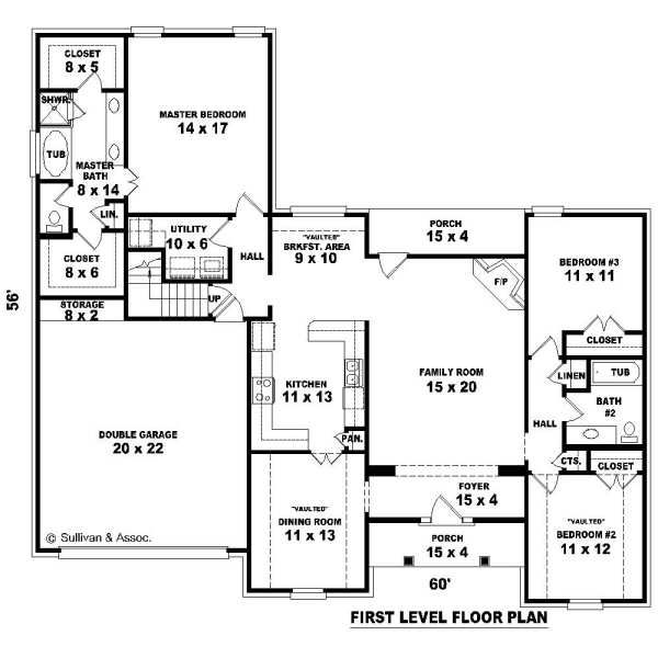 Southern Style House Plan - 3 Beds 2 Baths 1883 Sq/Ft Plan #81-1014 ...