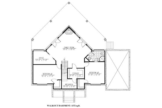 Floor Plan - Lower Floor for Cabin House Plan #138-349 - 3 bed, 2.5 bath