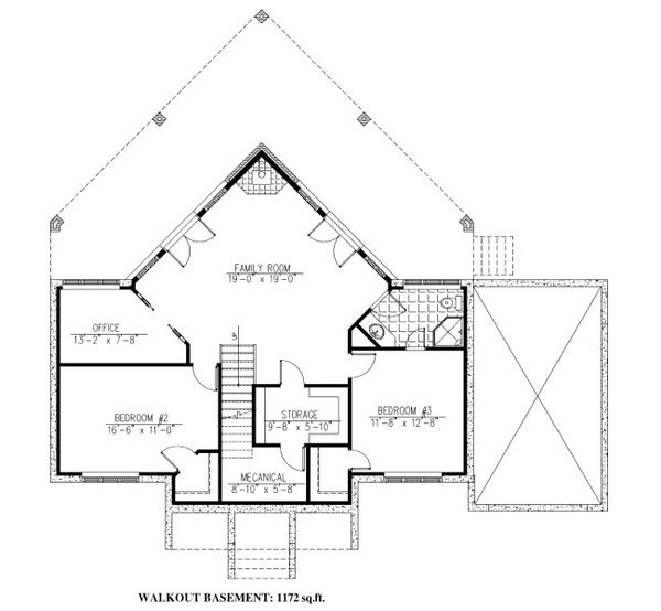 Cabin Floor Plan - Lower Floor Plan #138-349