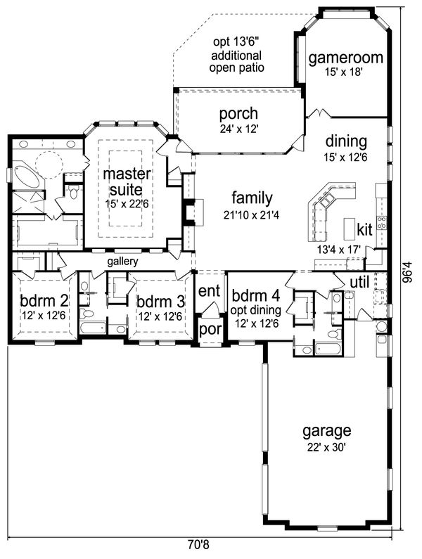 Architectural House Design - Tudor Floor Plan - Main Floor Plan #84-609