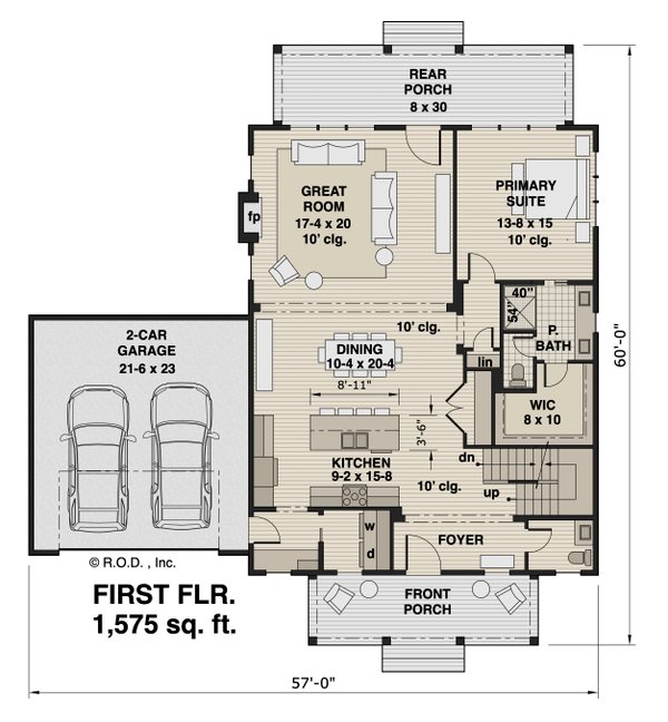 Architectural House Design - Farmhouse Floor Plan - Main Floor Plan #51-1266