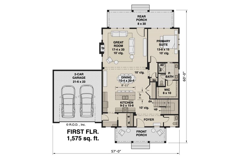 Architectural House Design - Floor Plan - Main Floor for Farmhouse House Plan #51-1266 - 3 bed, 3.5 bath
