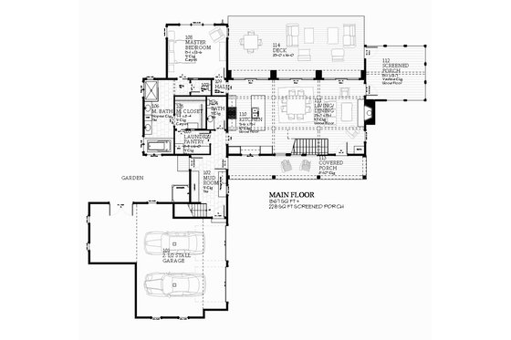 Farmhouse style, country design house plan, main level floor plan