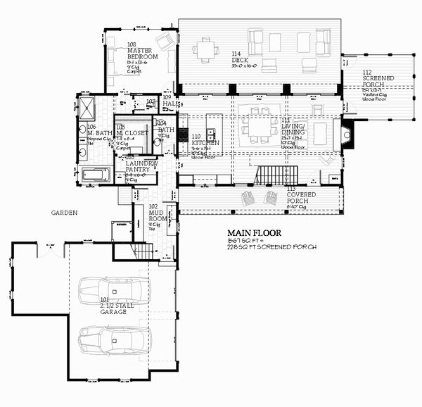 Farmhouse style, country design house plan, main level floor plan