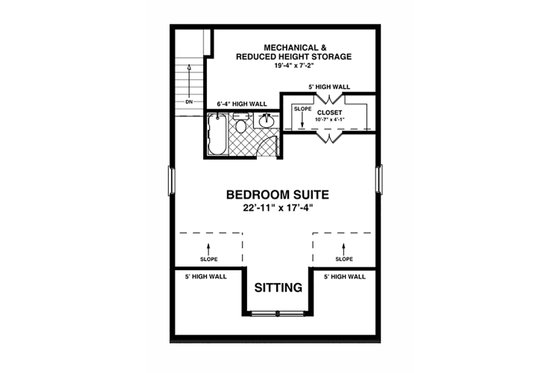Floor Plan - Upper Floor for Craftsman House Plan #56-613 - 1 bed, 1 bath