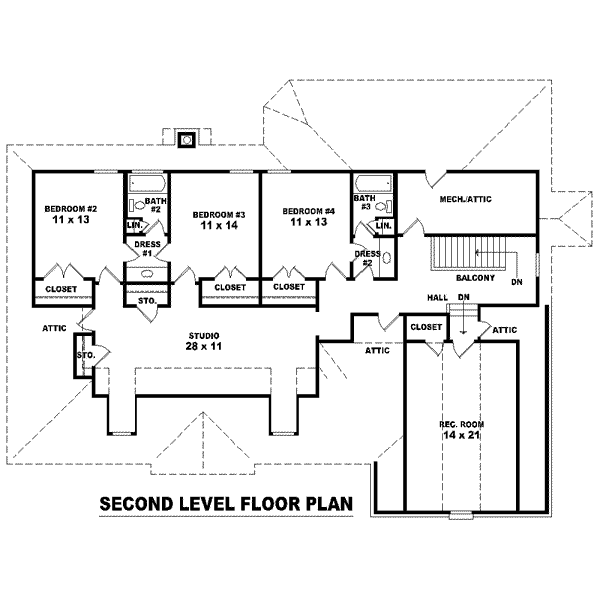 Traditional Floor Plan - Upper Floor Plan #81-1544