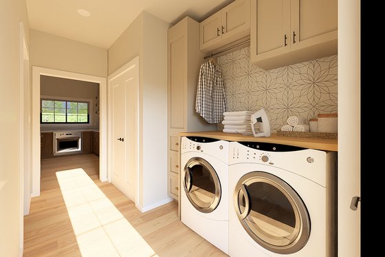 Interior - Laundry for Farmhouse House Plan #126-299 - 1 bed, 1 bath