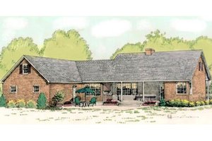 Exterior - Rear Elevation for Country House Plan #406-139 - 3 bed, 2.5 bath