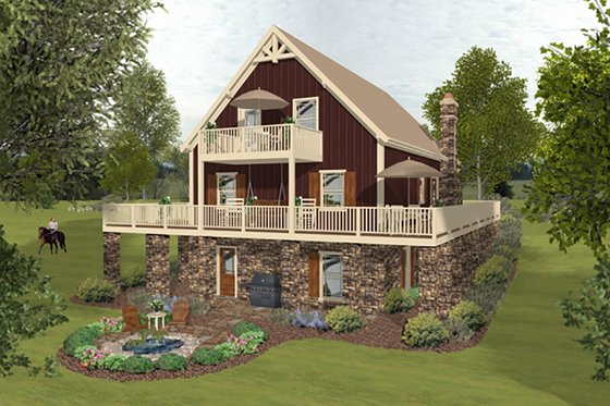 Country, Cottage, Rear Elevation