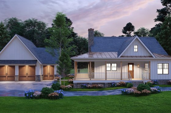 Exterior - Front Elevation 3 for Farmhouse House Plan #54-508 - 3 bed, 2 bath