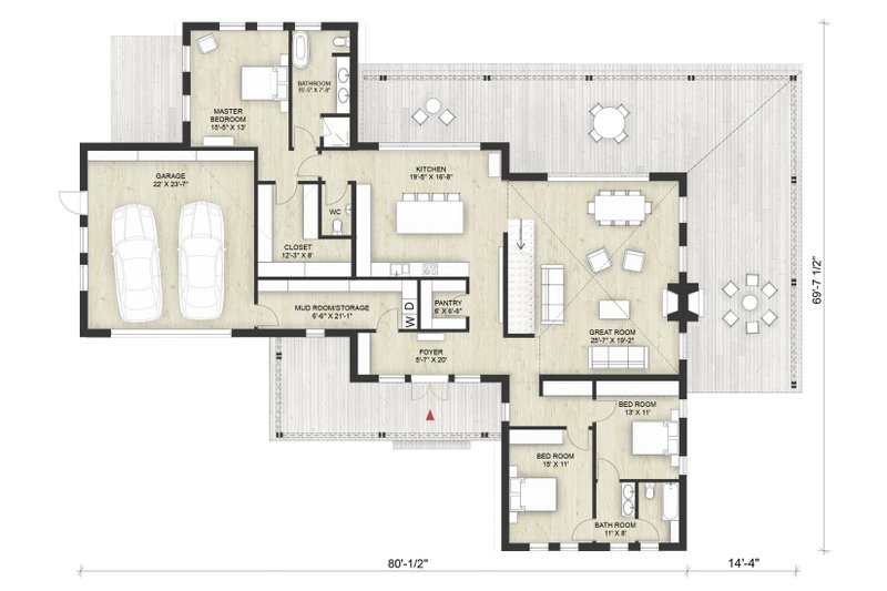 Architectural House Design - Floor Plan - Main Floor for Modern House Plan #924-6 - 3 bed, 2.5 bath
