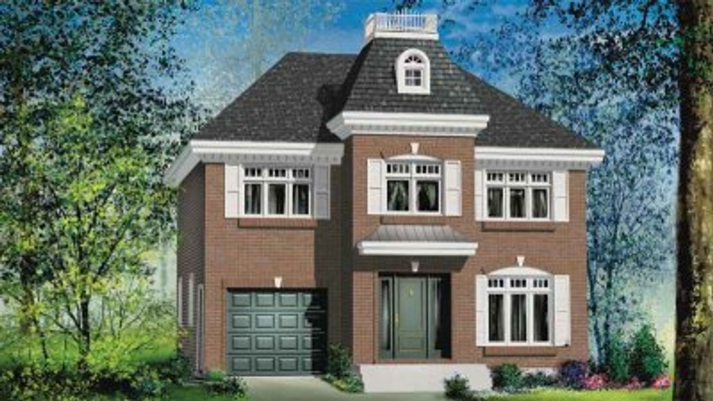 Exterior - Front Elevation 2 for European House Plan #25-4152 - 3 bed, 1.5 bath