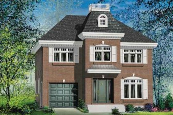Exterior - Front Elevation for European House Plan #25-4152 - 3 bed, 1.5 bath