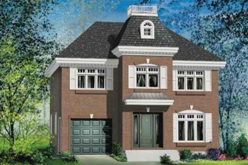 Exterior - Front Elevation 2 for European House Plan #25-4152 - 3 bed, 1.5 bath