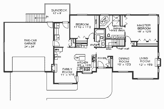 Floor Plan - Main Floor for Ranch House Plan #18-144 - 2 bed, 2 bath