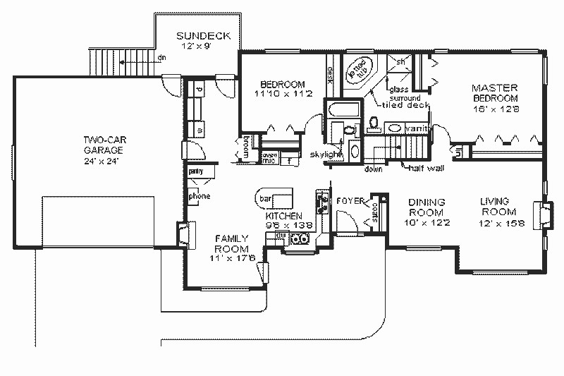 Architectural House Design - Floor Plan - Main Floor for Ranch House Plan #18-144 - 2 bed, 2 bath