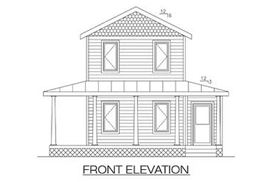 Exterior - Front Elevation for Farmhouse House Plan #486-1 - 3 bed, 2 bath