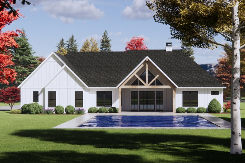 Architectural House Design - Exterior - Rear Elevation for Farmhouse House Plan #1096-129 - 4 bed, 3.5 bath