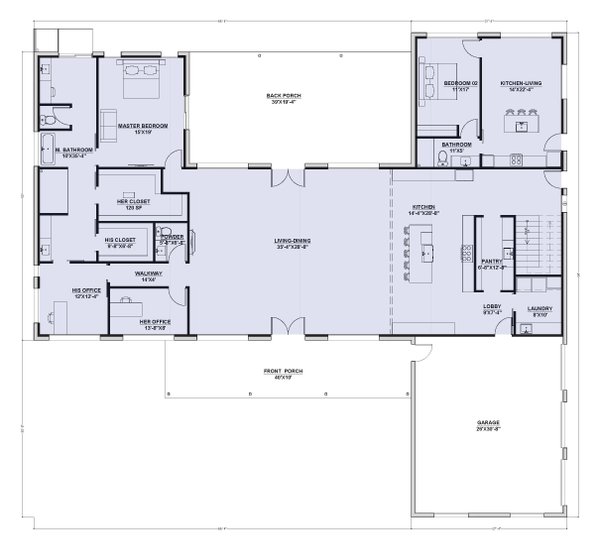 Barndominium Floor Plan - Main Floor Plan #1107-17