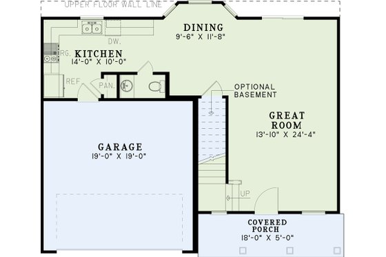 Floor Plan - Main Floor for Traditional House Plan #17-434 - 4 bed, 2.5 bath