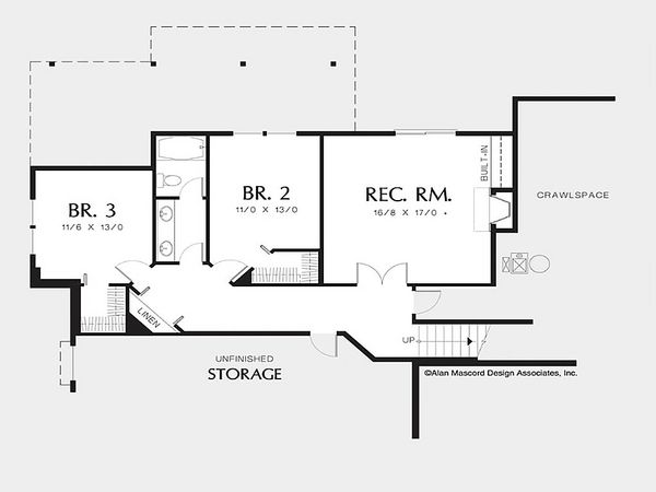 Craftsman Floor Plan - Lower Floor Plan #48-169