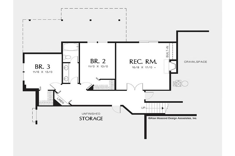 Home Plan - Floor Plan - Lower Floor for Craftsman House Plan #48-169 - 3 bed, 2.5 bath