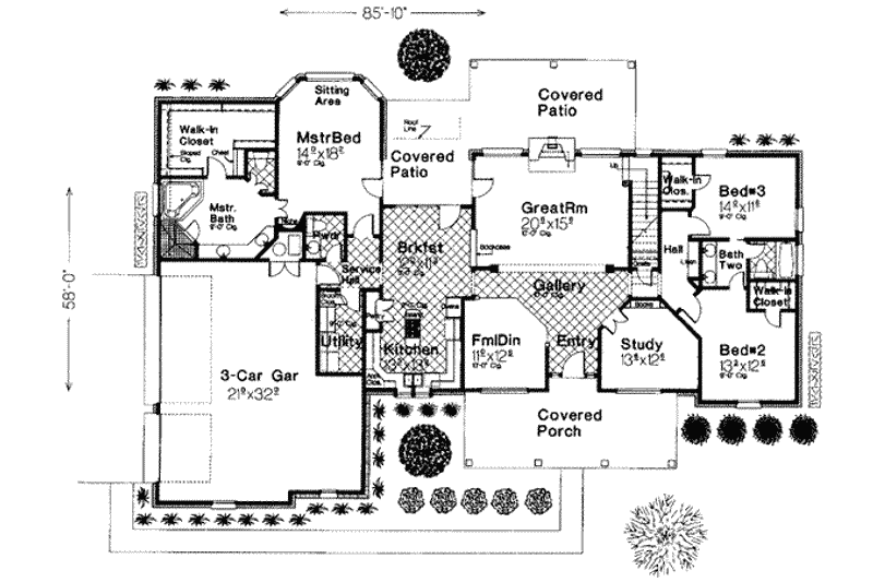 Home Plan - Floor Plan - Main Floor for Southern House Plan #310-263 - 3 bed, 2.5 bath