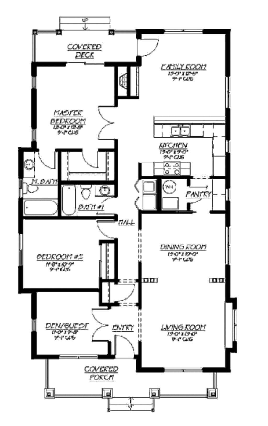 Bungalow Style House Plan - 3 Beds 2 Baths 1500 Sq/Ft Plan #422-28 ...