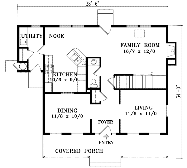 Traditional Floor Plan - Main Floor Plan #1-978