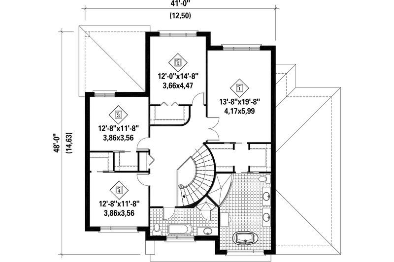 Home Plan - Floor Plan - Upper Floor for Contemporary House Plan #25-4482 - 4 bed, 2 bath