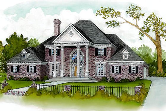Exterior - Front Elevation for Southern House Plan #16-235 - 4 bed, 3.5 bath