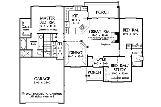 Floor Plan - Main Floor for Traditional House Plan #929-57 - 3 bed, 2 bath