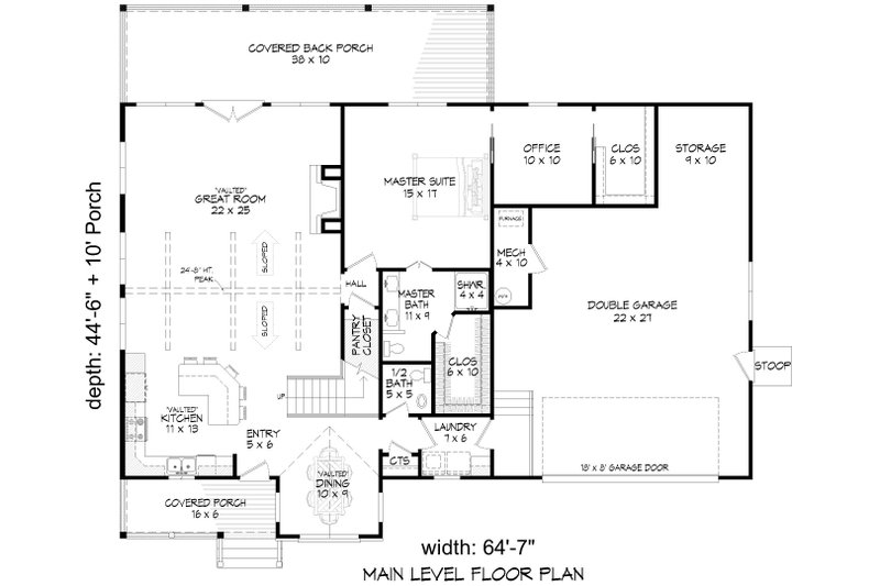 Dream House Plan - Floor Plan - Main Floor for Prairie House Plan #932-1174 - 3 bed, 2.5 bath