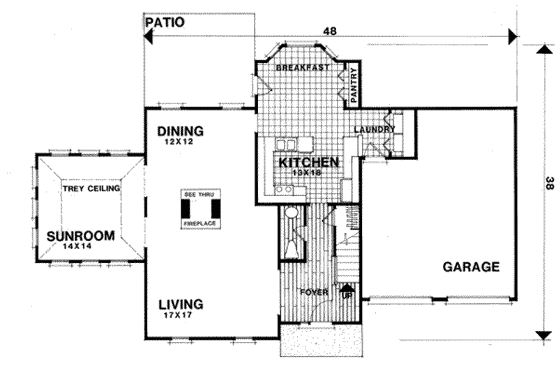 Dream House Plan - Floor Plan - Main Floor for European House Plan #56-179 - 4 bed, 2.5 bath